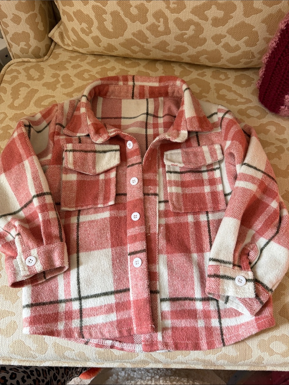 2T Girls Plaid Button-Up Shacket